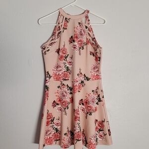 No Boundaries Pink Floral Halter Dress